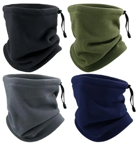 SKHAOVS Calentador de cuello de invierno con forro polar, térmico, de invierno, para invierno, a prueba de viento, térmico, grueso pasamontañas, 4 unidades, 4 unidades, Talla única