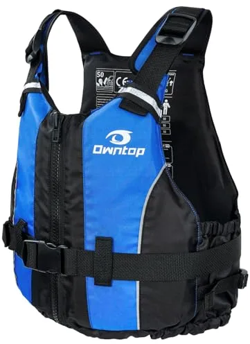 Owntop Chaleco de Ayuda a la Flotabilidad para Adultos, Chaleco de Flotación de Espuma con Bolsillo, Chaleco de Natación para Paddleboarding, Kayak, Sup, Pesca - Azul XS/S