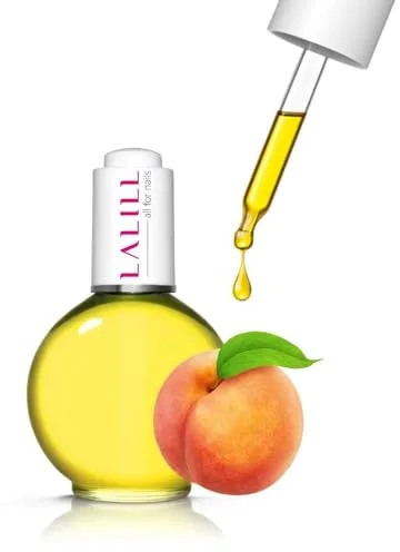 LALILL Aceite de Cuticulas y Uñas 75 ml - Vegano Cuidado con Aceite de Almendras Dulces y Melocotón - Tratamiento Reparador y Fortalecedor Con Pipeta - Aroma Melocotón - Uso Profesional y Doméstico