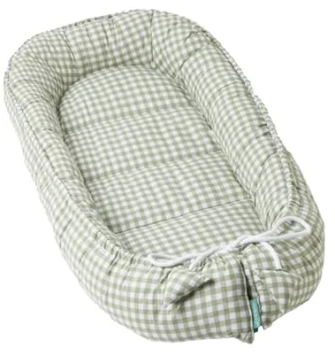 molis&co. Nido de Bebé 90 x 50 cm. Reductor de Cuna o Nido de Colecho para Bebe. Algodón. Cuna Portátil o de Viaje para recién Nacido. Mint Tea. Oeko-Tex 100.