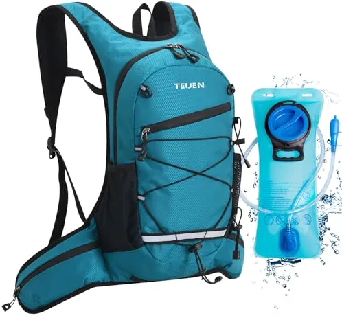 TEUEN 10L Mochila de Hidratación con 2 litros Bolsa de Agua BPA, Ligera Mochila de Correr Transpirable para Al Aire Libre Correr Senderismo o Ciclismo