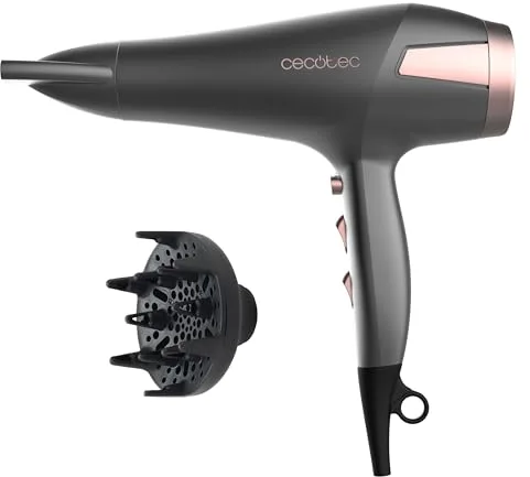 Cecotec Secador de Pelo Bamba IoniCare Radiance. 2500W con Motor DC, Tecnología de Iones y Gran caudal de aire, 2 Velocidades y 3 Temperaturas, Incluye Boquilla Concentradora y Difusor