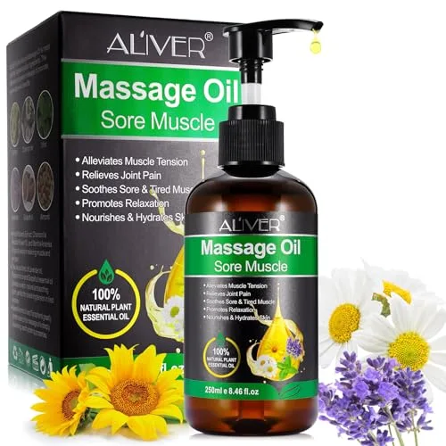 Aceite de Masaje para Aliviar el Dolor de las Articulaciones, Calentar, Relajar, Masajear, Aceite Corporal Hidratante de Lavanda y Menta, para Masaje Cuerpo Completo y Dolor Muscular Unisex 250ML