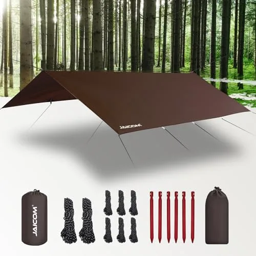 JAICOM Toldo de Refugio Impermeable, 3M X 4M Tarp, PU 3000mm Impermeable, Protección UV, Ultraligero y Portátil. Adecuado para Tiendas de Campaña, Hamacas, Senderismo, Picnics, Camping