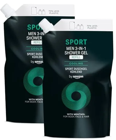 by Amazon Recambio de gel deportivo para hombre 3 en 1, 2 x 1000 ml