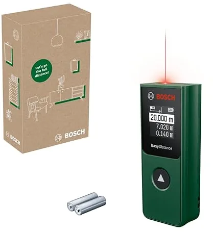 Bosch medidor láser EasyDistance 20 (medición fácil y precisa de hasta 20 m, tamaño de bolsillo, control de un solo botón, en caja para E-Commerce)