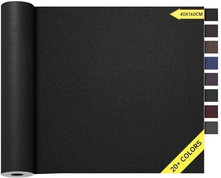 Cuero Adhesivo Parches para Tapizar Negro, 40 x 160cm Kit de Reparación De Cuero Parches, Parche de Reparación Autoadhesivo para Sofá, Asientos de Automóviles, Muebles, Cabecera.