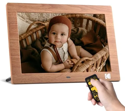 KODAK Marco de Fotos Digital de 10 Pulgadas, No WiFi Marco Digital Electrónico con Mando a Distancia, Pantalla IPS, Reproductor de Foto/Vídeo/Música, Soporte USB/Tarjeta SD, Automático ON/OFF/Rotación