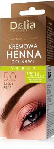 Delia Cosmetics – Color de cejas – Consistencia cremosa – Marrón claro – Tinte de cejas – Color duradero – Fácil aplicación – Vegano – 15 ml