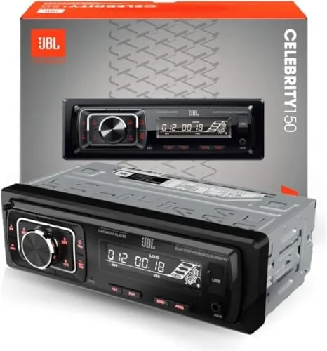 JBL Radio Coche Bluetooth Celebrity 150 por Harman Kardon, Am/FM Auto Radio 1 DIN Universal con Pantalla Desmontable y función de Manos Libres Coche Bluetooth, 4x50W, USB, SD, AUX y 2 Salidas RCA