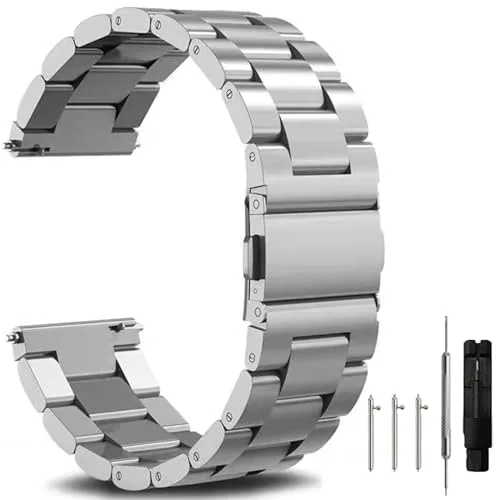 Nixiamy Correa de Reloj de Metal Acero Inoxidable 16mm-24mm Liberación Rápida para Reloj Inteligente, Hombres y Mujeres