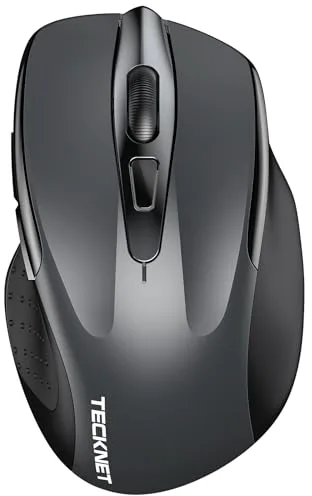 TECKNET Ratón inalámbrico Bluetooth, 3 Modos:Bluetooth 5,0/3,0+2,4 GHz, 4800DPI y diseño ergonómico, batería de 30 Meses, ratón inalámbrico silencioso para portátil, PC, Windows, MacOS y Android-Gris
