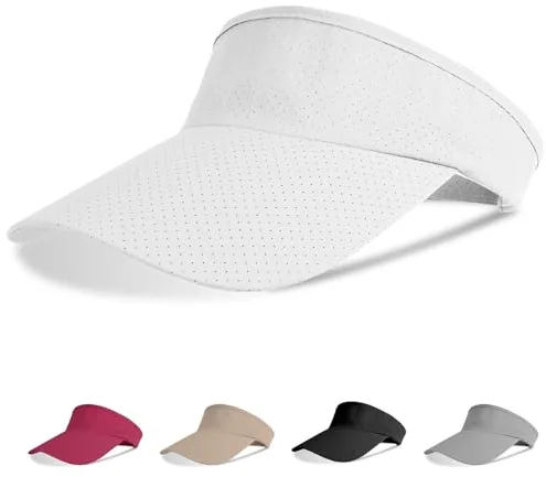 Aomig Viseras para Mujer, Sombrero Mujer Verano Transpirable Ajustable, Gorra Mujer Visera Unisex de Malla para Running Beisbol Tenis Golf, Blanco