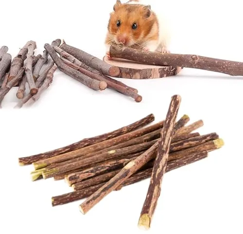 Juguete masticable para hámster, juguete de conejo, palo de madera para roedores, manzanas para mordisquear, varita de manzana natural, mordazas, molares y rechinar dientes para mascotas pequeñas (200