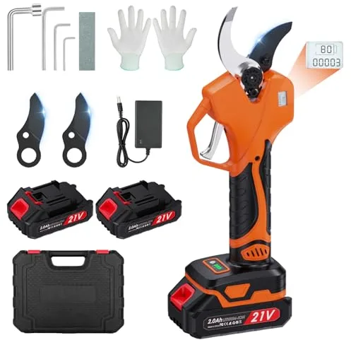 Tijeras de Podar Electricas Inalámbricas de 50 mm - tijeras de podar bateria progresivas con 2 baterías recargables de 21V 2000mAh y juego de cuchillas de repuesto