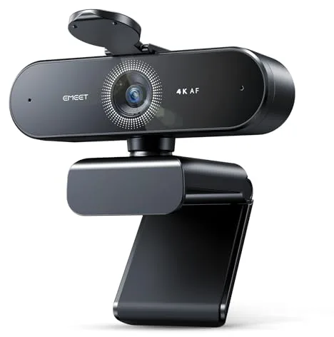 EMEET Webcam NOVA 4K, 4K con 2 micrófonos, cancelación de ruido, cámara Ultra HD 73°, PDAF, para Mac, portátil