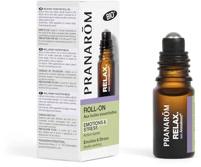 PRANARÔM Aromaboost Relax Bio – Roll-on Olfativo – Apoyo para los Síntomas Mentales y Físicos del Estrés – Acción Inmediata – Aceite Esencial Bio de Lavanda Verdadera – 5 ml