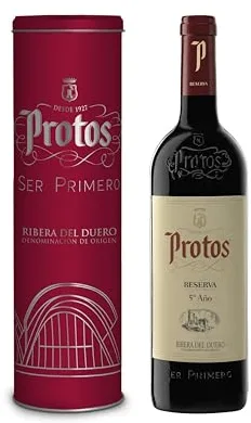 Protos Vino Tinto Reserva Denominación de Origen Ribera del Duero, Variedad Tempranillo, Botella individual con cánister de 750 ml, Estuche regalo