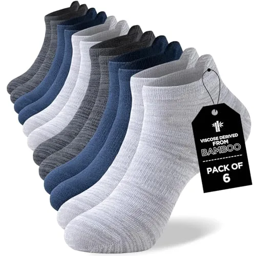 Niorasen Calcetines Tobilleros Hombre de Bambú 43-46, Calcetines Cortos Mujer 37-42, Calcetines Trabajo, Calcetines Transpirables Deporte de Running y Ciclismo, Antiampollas, Extrasuaves, 6 Pares