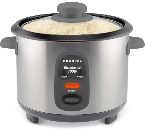Grunkel - Arrocera eléctrica y Vaporera RC- 1L Funciona para Cocinar arroz, Olla 01L Antiadherente extraíble incluye Tapa y Cuchara. 400 W