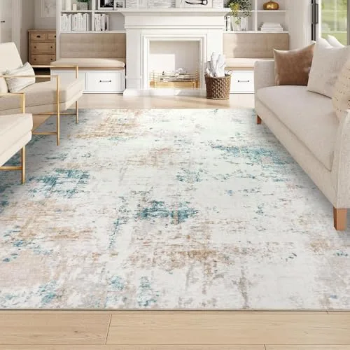 Homcomodar Alfombra Salon Beige 160x230cm Antideslizante Alfombras Lavables en Lavadora Alfombra Habitacion Dormitorio Comedor Modernas Tapete Quarto Pelo Corto