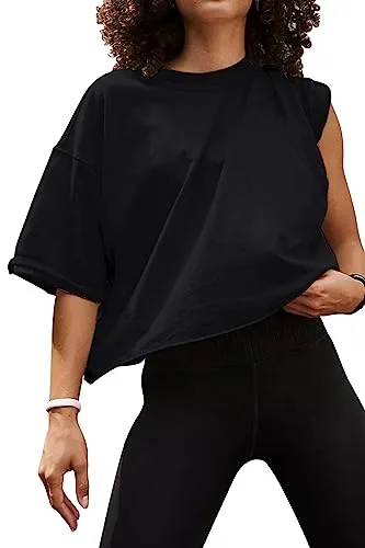 AirMood Camiseta Corta de Entrenamiento de Gran tamaño, Informal, de Gran tamaño, Negro, M