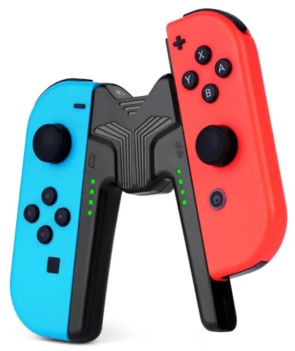 OFFCUP Agarre para Juegos, Soporte de Manija de Carga en Forma de V, Joy-con Charger Grip Handle Cómodo con Indicadores de Batería, para Nintendo Switch, NS/OLED, Joy-con (Negro)