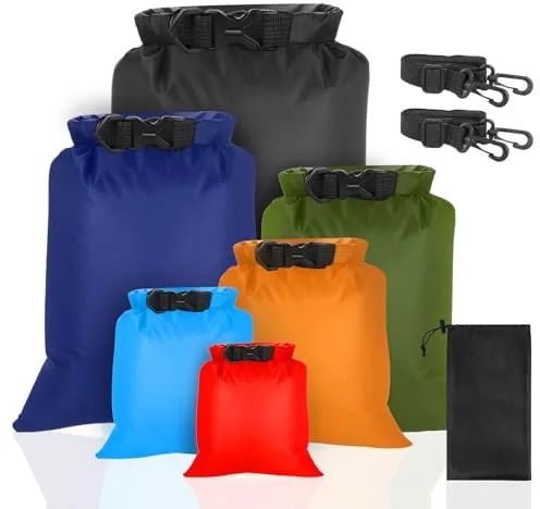 VFANDV Bolsa Estanca Impermeable 6 Piezas, 1.5/2.5/3/3.5/5/8L Bolsas Secas Ligeras Bolsas Secas Impermeables Bolsa Impermeable para Rafting Senderismo Viaje de Campamento Natación Esnórquel
