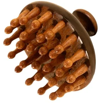 Sonwaha Cepillo Masajeador de Madera para Cabeza y Crecimiento Capilar - Limpieza y Exfoliante para Pelo Húmedo y Mojado - Estimula el Crecimiento del Cabello con Champú