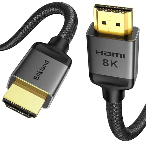 Silkland HDMI 2.1 10K 8K, Cable HDMI® 30cm Certificado, PS5 4K@120Hz/144Hz, eARC HDR10 Dolby Atmos DTS:X HDCP2.3 para HDTV/Barras de Sonido/Blu-ray/Proyector/Laptop/Pantalla/PC/Switch