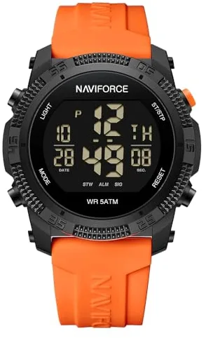 Naviforce Reloj Deportivo Digital Resistente al Agua para Hombre y Mujer, con cronómetro, Alarma y Correa de Goma