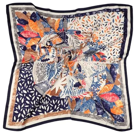 DRESHOW Pañuelos Satén Cuadrados Grandes Pelo Accesorios Seda de Playa Estampado Clásico para Mujer