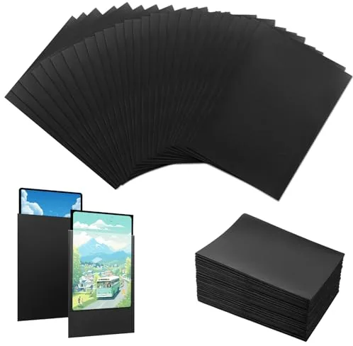 VMUTGA 400 Piezas Fundas para Cartas, 66 x 91 mm Fundas Tarjetas Estándar Negro Protectoras de Tarjeta Transparente Card Sleeves Fundas de Cartas para Cartas Coleccionables Foto Tarjetas