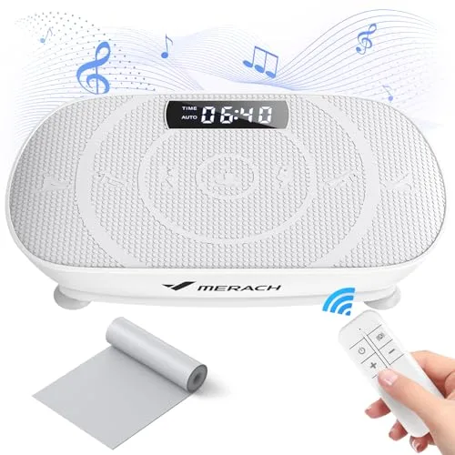 MERACH Plataforma Vibratoria, Potente Plataforma Vibración Muscular para Musculación y Moldeado, Control Automático de Velocidad, Altavoz Bluetooth Incorporado (Gris)