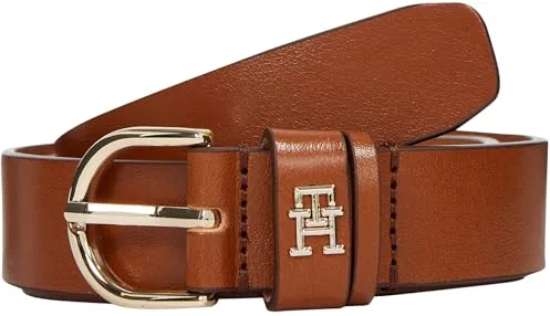 Tommy Hilfiger Cinturón Mujer Essential Effortless 2,5 cm Cinturón de piel, Marrón (Cognac), 75 cm