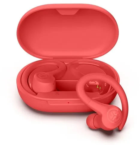 JLab Go Air Sport+ - Auriculares Bluetooth Deportivos, Auriculares Inalambricos Deportivos - 35+ Horas Autonomia, Auricular Deportivo IP55 Resistente al Sudor, Audifonos Inalambricos, Coral