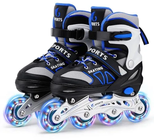 Patines en Línea Ajustable para Niño con Ruedas de iluminación, Patines con Tallas Ajustables para niños, para Principiantes, Juegos al Aire Libre en Interiores (S (EU28-32)/ (CN31-34))