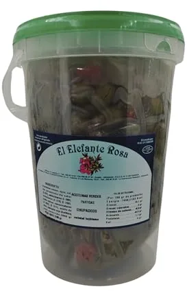Aceitunas Chupadedos Gourmet Artesanas 3 kg – Receta Tradicional Aceitunas Aliñadas con Pimiento Rojo, Ajo, Orégano y Aceite de Oliva – Elefante Rosa