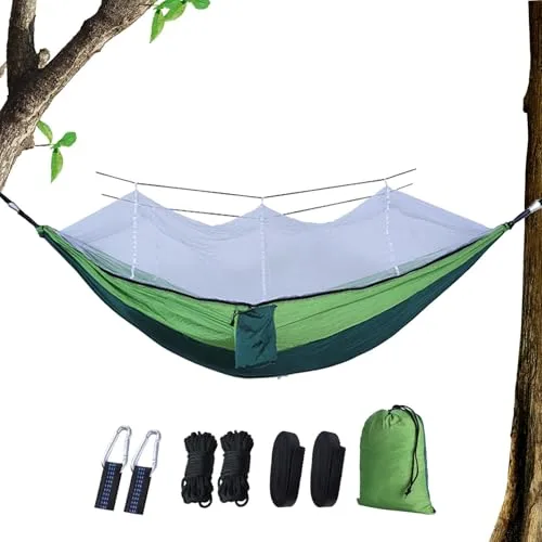 Hamaca de Red para Exteriores,Hamaca de Red para Acampar,Hamaca portátil ligera para viajes - Cama de red para exteriores de fácil instalación para viajes, equipo de acampada transpirable y ligero, ha