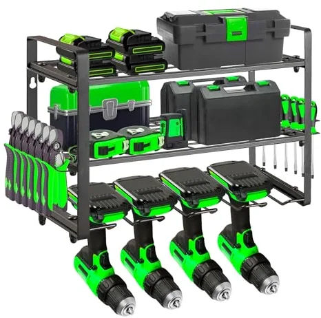 Mimoke Estantería de Pared para Herramientas - Organizador de para Herramientas Eléctricas y Taladros para Garaje y Taller