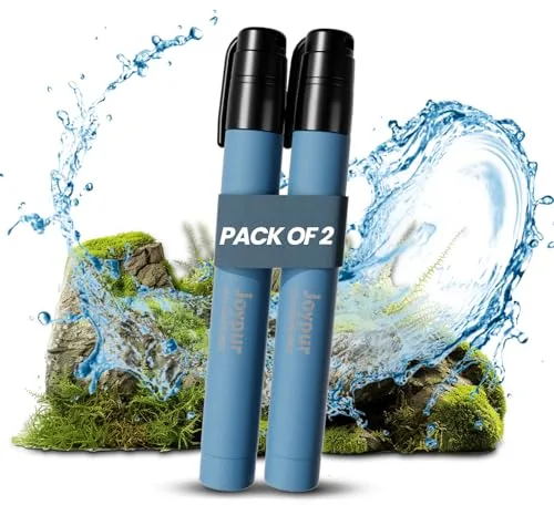 Joypur Filtro de Agua Portátil Outdoor - Elimina 99,9999% Bacterias y Virus - Ligero y Compacto para Acampada, Senderismo, Survival - Filtro Alto Rendimiento para Agua Potable Limpia (bleu*2)