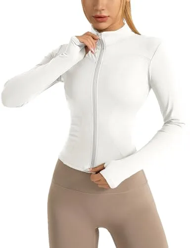 Heinaroman Chaqueta Deportiva para Mujer, Ligera, para Correr, Yoga, con Cremallera, Transpirable, con Agujeros para Los Pulgares, para Correr, Yoga, Gimnasio.