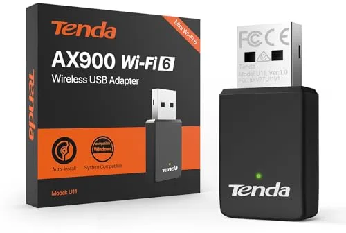 Tenda AX900 U11 Adaptador WiFi USB para PC, WiFi 6 USB WiFi Doble Banda 5GHz 2.4GHz, Adaptador WiFi PC Compatible con Windows 11/10/7, Soft-Ap, WPA2