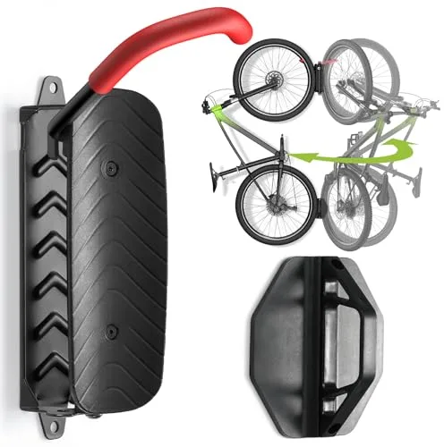 Housolution Soporte Vertical de Pared Giratorio para Bicicletas, Soportes de Ppared para Bicicletas de Montaña, Soporte de Almacenamiento de Bicicletas para Garaje, Soporta hasta 66 Libras(1 Paquete)