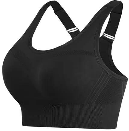 Litherday Sujetador Deportivo Mujer Alto Impacto sin Aros con Almohadillas Extraíbles Bra Deportivo Push Up para Yoga Running Fitness y Entrenamiento Tallas Negro M