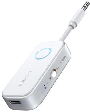 UGREEN Transmisor Receptor Bluetooth 6.0 Adaptador 2 en 1 Jack 3,5mm Audio para Coche Altavoz Auriculares Amplificador Móvil PC TV