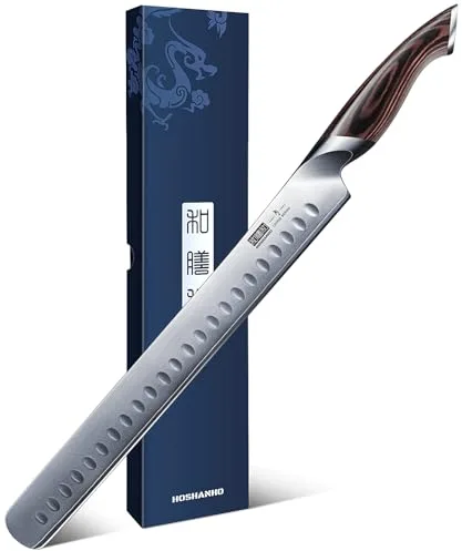 HOSHANHO Cuchillo para Trinchar 30cm, Cuchillo para Jamonero, Cuchillo de Barbacoa de Súper Afilado, Cuchillo de Brisket Japones de Acero Inoxidable con Mango Ergonómico