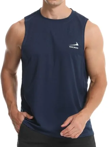 Camiseta sin Mangas para Hombre, para Correr, Gimnasio, Secado rápido, Camiseta Deportiva Azul Oscuro M