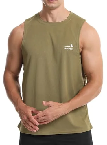 Camiseta sin Mangas para Hombre, para Correr, Gimnasio, Secado rápido, Camiseta Deportiva Verde Militar L