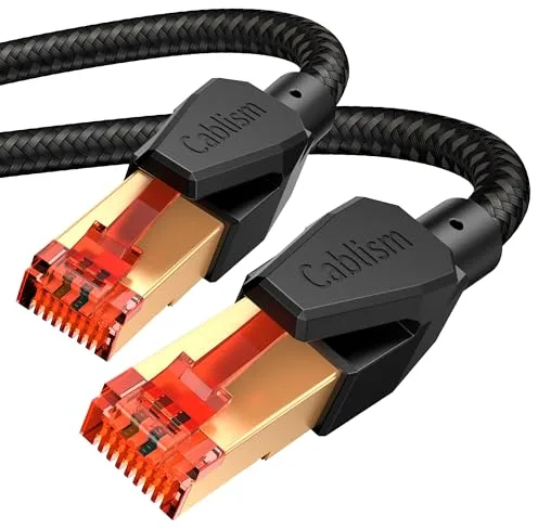 Cable de red Ethernet Cat 8 RJ45 2m (Lote de 1), 40Gbps 2000MHz Cable Internet LAN blindado Cable patch chapado en oro (2 metros)